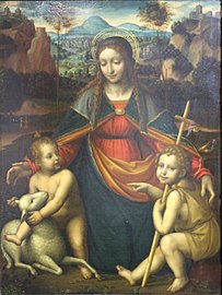 Bernardino Luini, La Vierge à l'Enfant avec saint Jean-Baptiste enfant (XVIe siècle).