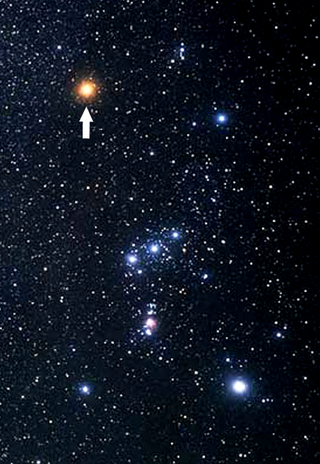 Position von Beteigeuze im Sternbild Orion