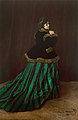 モネ『緑衣の女（フランス語版）』1866年。油彩、キャンバス、231 × 151 cm。ブレーメン美術館[244]。