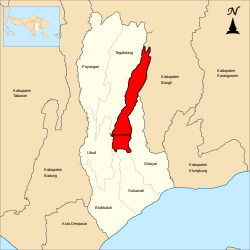 Peta Kecamatan Tampaksiring ring Kabupatén Gianyar