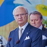 Kungen håller tal på Skansen på Sveriges nationaldag 2013.