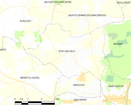 Mapa obce Sury-en-Vaux