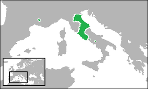 Statele Papale în anul 1789, înainte de unificarea Italiei