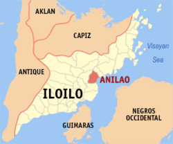 Mapa ng Iloilo na nagpapakita sa lokasyon ng Anilao.