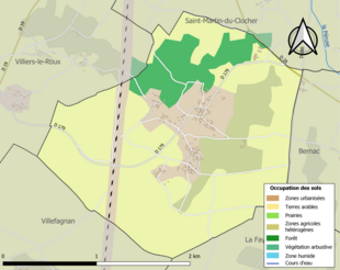 Carte en couleurs présentant l'occupation des sols.