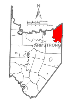 Map of Armstrong County, Pennsylvania, highlighting Redbank Township