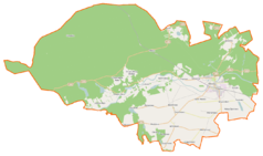 Mapa konturowa gminy Wronki, po prawej znajduje się punkt z opisem „Zakład Karny we Wronkach”