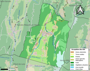 Carte en couleurs présentant l'occupation des sols.