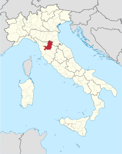 Map highlighting the location of the province of Florence in Italy