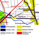 Lage des Wilhelmplatzes (gelb) nach Beilage zum Adressbuch von 1893