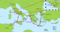 Image 30Aeneas's route in Virgil's Aeneid. The epic poem was written in the early first century BC. (from Founding of Rome)