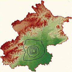 Guomao på kartan över Peking storstadsområde