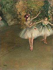 Edgar Degas (1834-1917), Deux danseuses sur une scène, 1874