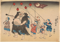 Hotei s dětmi a lampiony, Japonsko 19. století