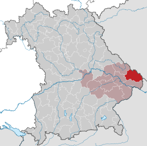 Beliggenheden af Landkreis Freyung-Grafenau i Bayern (klikbart kort)