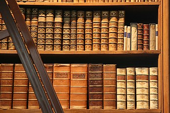 Livres anciens de la Bibliothèque nationale autrichienne, dans la Hofburg, à Vienne. (définition réelle 3 015 × 2 010)
