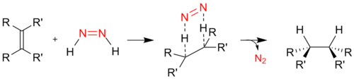 Mechanism of hydrogenation using diazene