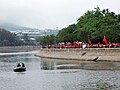 Marine Police patrol the Shing Mun River Channel during the 2008 Summer Olympics torch relay.