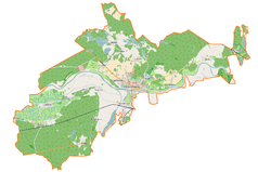 Mapa konturowa gminy Krosno Odrzańskie, w centrum znajduje się punkt z opisem „Krosno Odrzańskie”