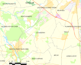 Mapa obce Le Subdray