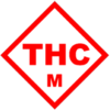 A symbol of red square diamond outline with the the letters "THC" inside and a smaller letter "M" below