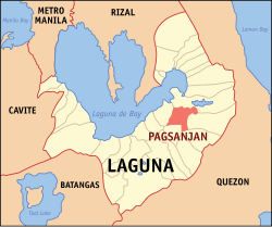 Map of Laguna with Pagsanjan highlighted