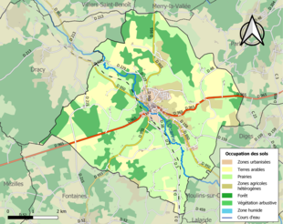 Carte en couleurs présentant l'occupation des sols.