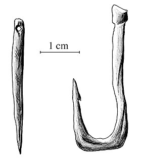 Aiguille à chas et hameçon, en os