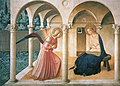 One of several versions of The Annunciation is located in St Mark's Convent. Fra Angelico.