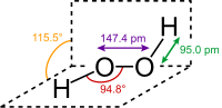 O-O bond length = 147,4 pm O-H bond length = 95,0 pm