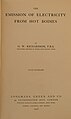 Página de rosto de The emission of electricity from hot bodies (1916)