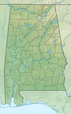 Map showing the location of Russell Cave National Monument