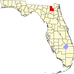 map of Florida highlighting Baker County