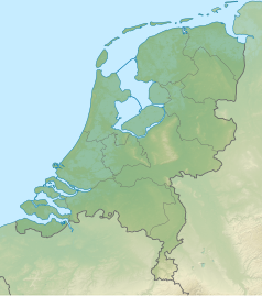 Mapa konturowa Holandii, blisko górnej krawiędzi po prawej znajduje się punkt z opisem „Schiermonnikoog”