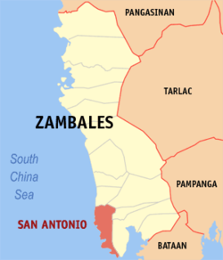 Peta Zambales dengan San Antonio dipaparkan