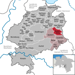 Läget för staden Rodenberg i Landkreis Schaumburg