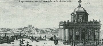 Slottsparken, lusthuset på Mons Mariae, kopparstick av Adam Perelle i Suecia antiqua et hodierna, 1668