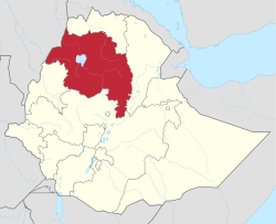 Map of Ethiopia showing Amhara Region