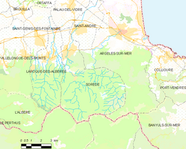Mapa obce Sorède