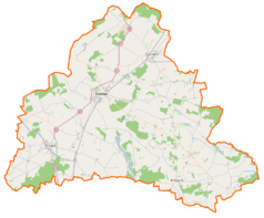 Mapa konturowa powiatu kościańskiego, na dole znajduje się punkt z opisem „Zgliniec”