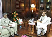 The Chief Minister of Himachal Pradesh, Shri Virbhadra Singh calling on the Union Home Minister, Shri Rajnath Singh, in New Delhi on 5 June 2014