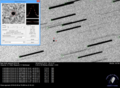 2018 CB on February 7. The image is corrected for the asteroid's motion, so stars appear trailed.[6]