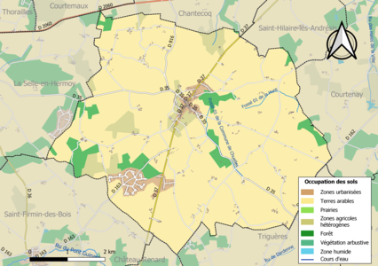 Carte des infrastructures et de l'occupation des sols de la commune en 2018 (CLC).