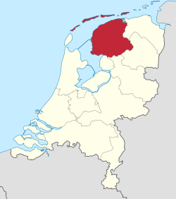 Ligging van die provinsie Friesland in Nederland