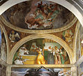 Marijino rojstvo in Blagoslov Boga očeta, detajl freske v San Michele al Pozzo Bianco, Bergamo, 1525