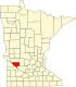 Harta statului Minnesota indicând comitatul Chippewa