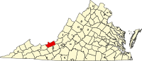 Locatie van Giles County in Virginia