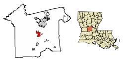 Location of Woodworth in Rapides Parish, Louisiana.