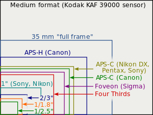 This is an image comparing the size of an APS-C sensor to other camera sensor sizes.