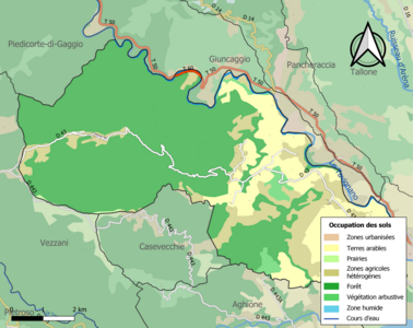 Carte en couleurs présentant l'occupation des sols.